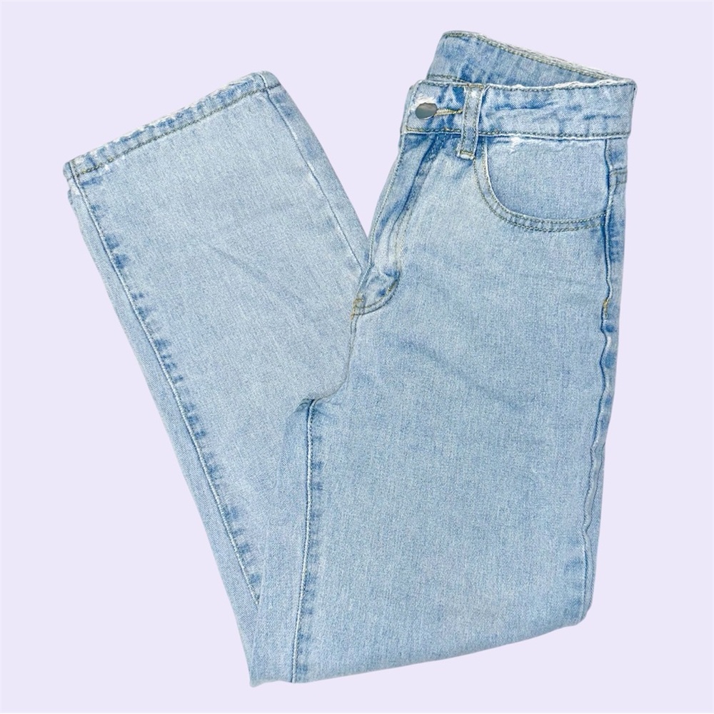 High waisted straight leg jeans